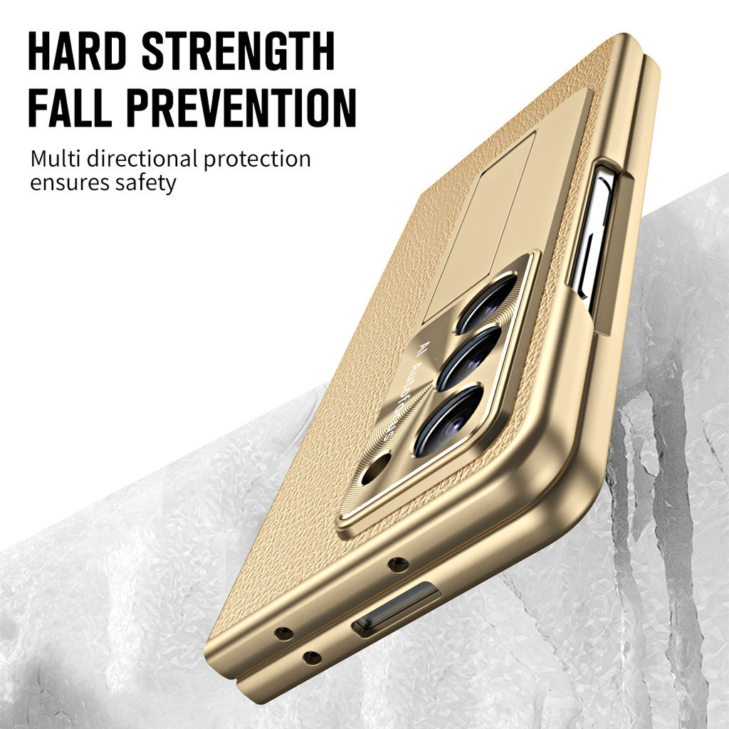 Vỏ bọc bằng da mạ điện Samsung galaxy Z Fold 5 Z Fold 6 Leveling Bản lề Chân đế S Pen Phim kính cường lực Vỏ màn hình ZFold5 ZFold6 Business Cover