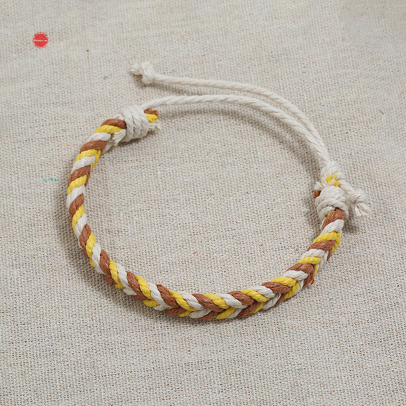 Cuộc diễu hành Phong cách dân tộc Nhiều màu sắc Dây dệt Vòng tay có thể điều chỉnh Handmade Dây gai dầu Vòng tay Vòng tay cho cặp đôi Món quà trang sức đơn giản VN