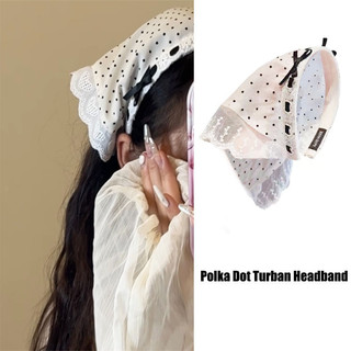Retro Thanh Lịch Chấm Bi Nơ Băng Đô Tam Giác Khăn Trùm Đầu Tinh Tế Phụ Kiện Tóc Cho Nữ
