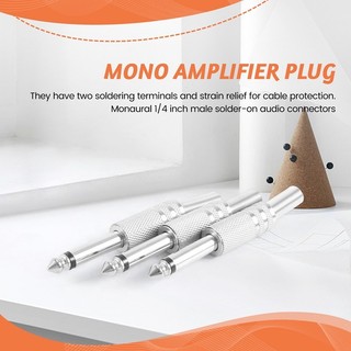 6.35mm Mono Khuếch Đại Cắm 1 / 4Inch Nam Mono Monaural Jack Âm Thanh Cáp Kết Nối Cắm Micro 10 Chiếc