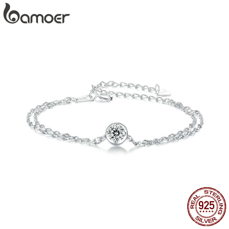 Vòng Tay Bạc Bamoer 925 0.5ct Hai Lớp Moissanite Trang Sức Quà Tặng Cho Nữ