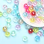 50 / 100 Chiếc 6MM-10MM Acrylic Iridescent Hình Tròn Hạt DIY Cho Trang Sức Làm Vòng Tay Vòng Cổ Bông Tai Dây Xích Điện Thoại Thời Trang