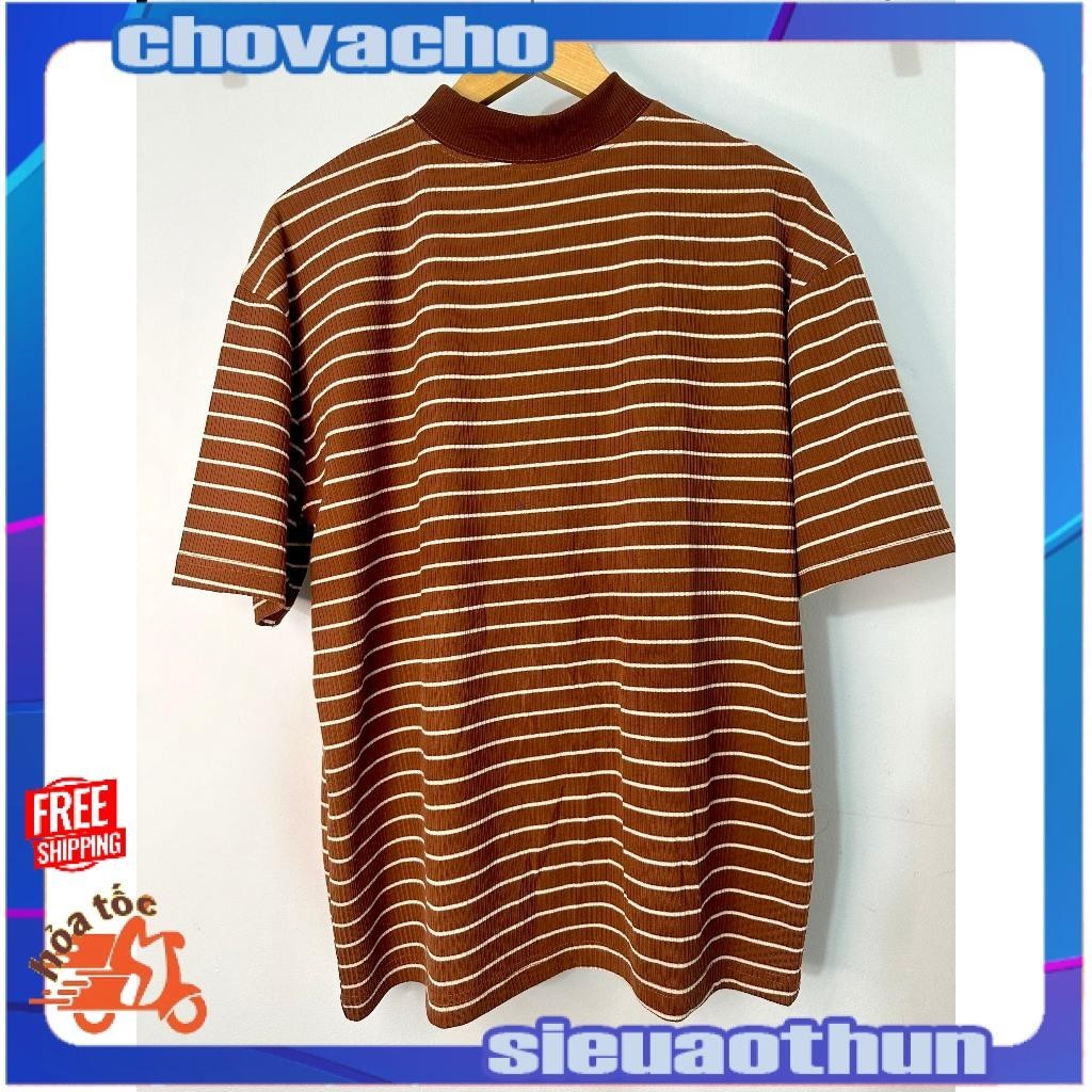 Áo thun Stee Cổ ôm Sọc ngang B&W CVC - Giá sỉ Unisex