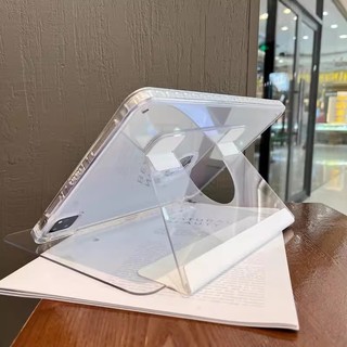 Xoay Trong Suốt Acrylic Dành Cho Samsung Galaxy Tab S9 FE Plus S8Plus S7 FE 12.4 A9 Plus 11 S6 Lite 2024 A9 8.7 A8 10.5 Pha Lê Thông Minh Đứng Máy Tính Bảng Có Khe Cắm Bút