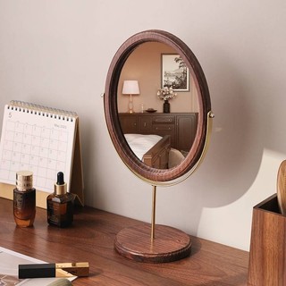 Gương trang điểm để bàn Mới Trung Quốc Retro Gỗ có thể xoay được