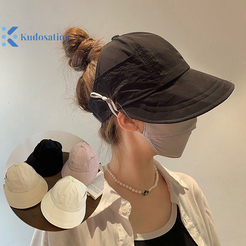 Kudosation Có Thể Gập Lại Vành Rộng Đuôi Ngựa Mũ Chống Nắng Dây Rút Có Thể Điều Chỉnh Cho Nữ Đi Biển Mũ Mùa Hè Nhanh Khô Tấm Che Người Cá