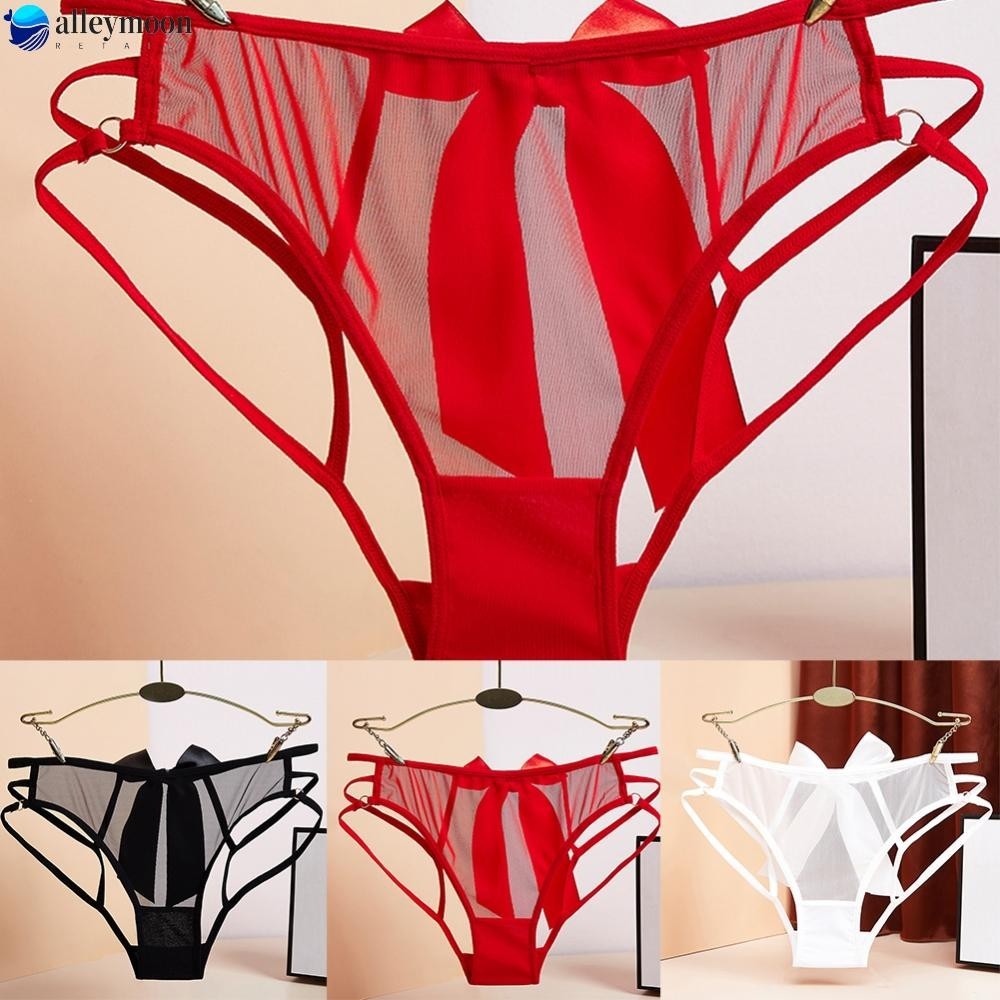 Underwear Comfortable Cotton Crothless Lace Medium Stretch Nylon Panties