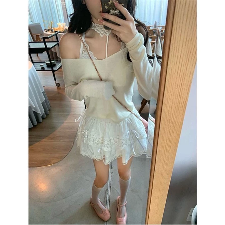 BREEZE_ROS Tutu Ngắn Thời Trang Dành Cho Nữ Chân Váy Tầng TRẮNG V183