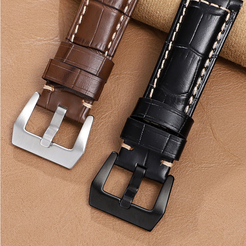 Hoa Văn Tre Da Thật Chính Hãng Dây Đeo Đồng Hồ 20 Mm 22 Mm 24 Mm 26 Mm Da Đồng Hồ Cho Panerai Vòng Tay Nam Nữ Vòng Tay Cổ Điển