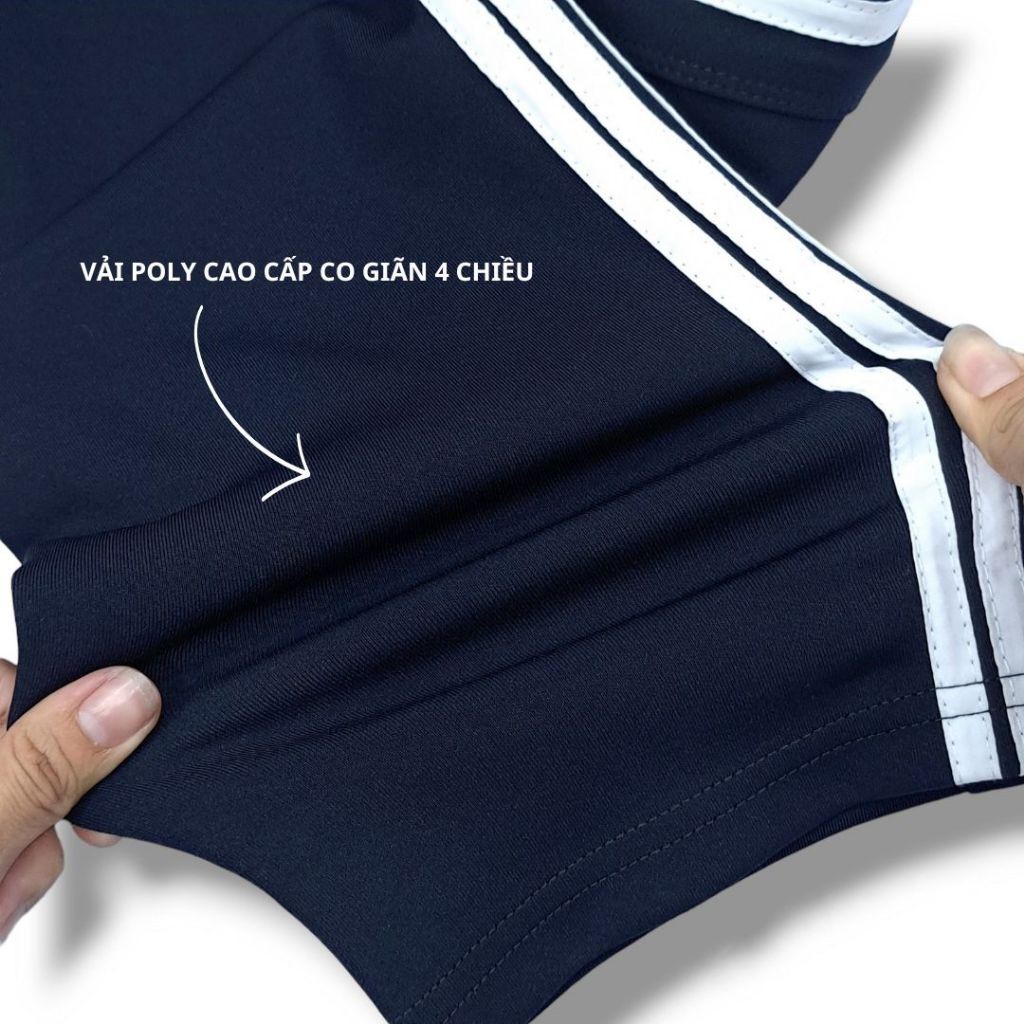 Quần thể dục 3 sọc poly co giãn 4 chiều màu xanh đen quần dài thể thao nam nữ, VỪA CHO HỌC SINH CẤP 1-2-3
