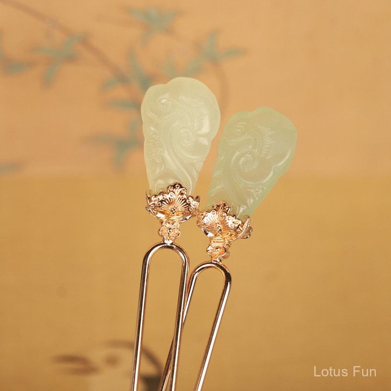 Thủ công Tụ Ngọc Lan trâm cài tóc gỗ đàn hương đen cực kỳ đơn giản thời thượng tua rua bước lắc cổ điển khí chất Hán phục sườn xám trang sức tóc