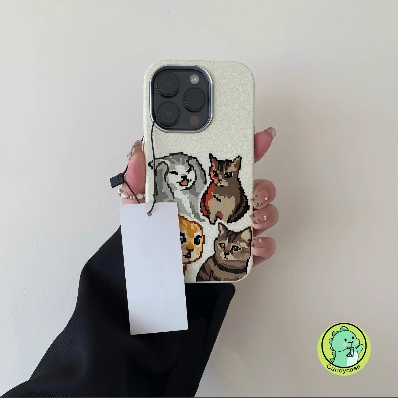 Ốp Điện Thoại Da Mèo Meme Ngộ nghĩnh Cho iPhone 16 Pro Max 15 14 Plus 13 12 11 Pro Max XS Max X 8 7 6 6s Plus SE 2022 SE3 SE2 + Vỏ Mềm Pixel Hoạt Hình Dễ Thương