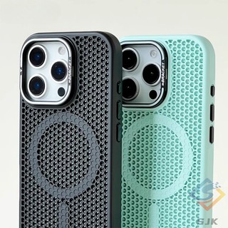 Ốp điện thoại cứng từ tính mờ tản nhiệt thoáng khí tương thích cho iPhone 16 Pro Max 15 14 13 12 Pro Max 15 / 16 Plus có giá đỡ ống kính acrylic chống rơi