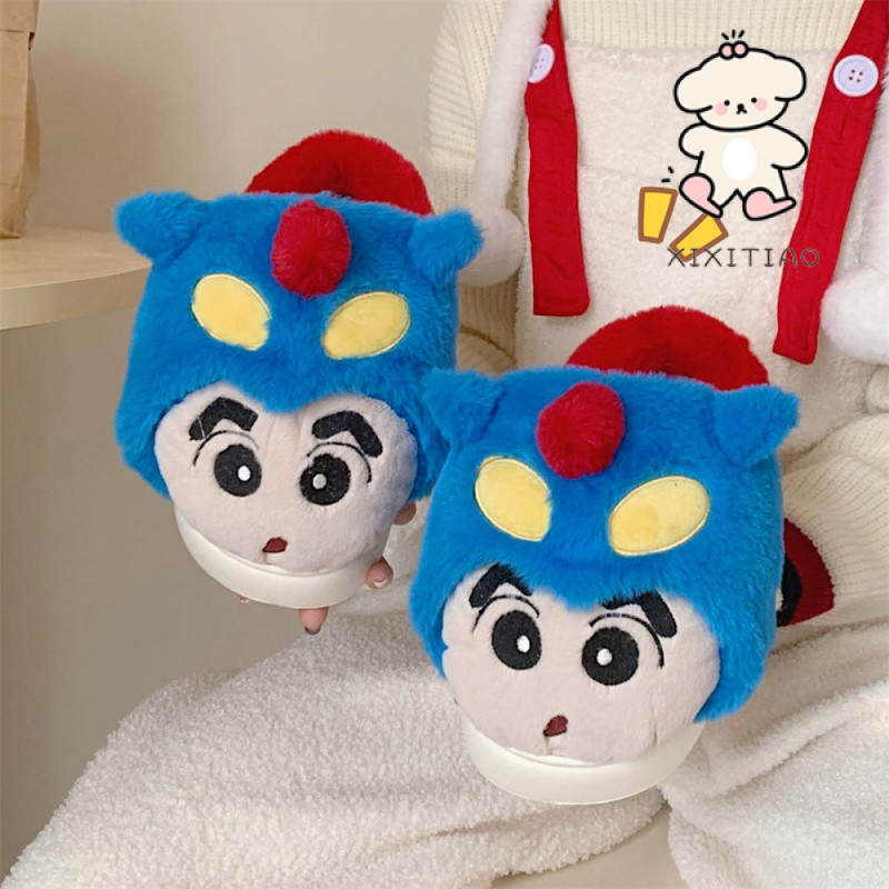 Dép Cotton Xixitiao Crayon Shin-Chan Cặp đôi mùa đông Ngôi nhà dễ thương Giữ ấm