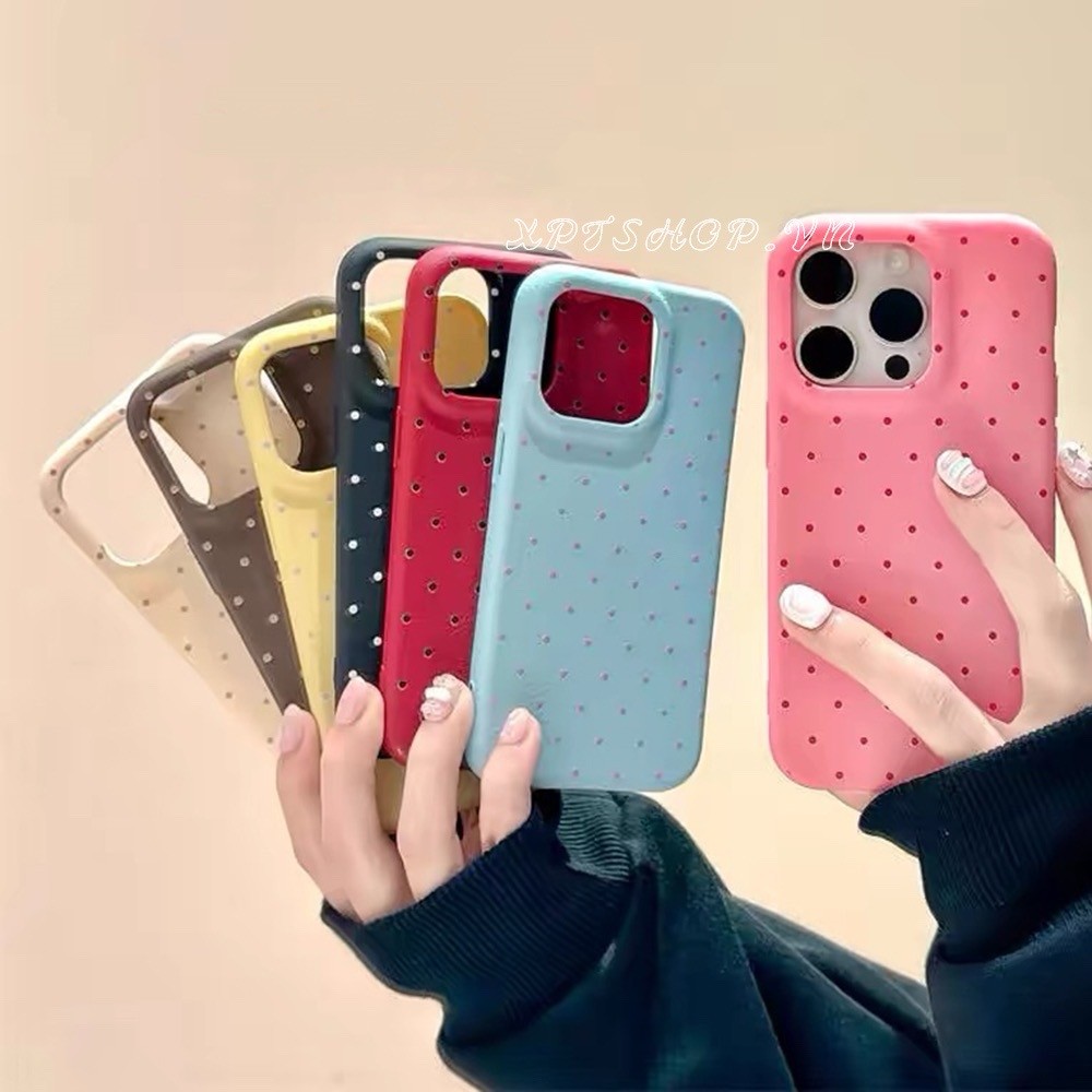 Ốp Điện Thoại Da Chấm Toàn Màn Hình Cho iPhone 17 Pro Max 16 Plus 15 14 13 12 11 Pro Max Vỏ Bảo Vệ Chống Sốc