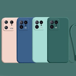 Thời Trang Mới Xiaomi Mi 13 Lite 13 Pro 11 14 Khung Ốp Lưng Vuông Mỏng Mềm TPU Silicon Có Dây Đeo Tay Dây Đeo Cổ Tay