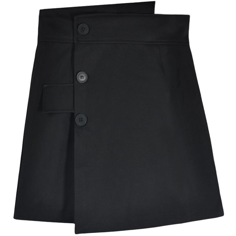 Váy Size Lớn Mùa Hè Eo Cao Chữ A Váy Ôm Hơn Nhìn Không Đều Đen Culottes Váy Ngắn