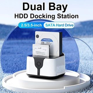 🔥Dual Bay HDD Docking Station One Click Offline Clone SATA sang USB 3.0 HDD Docking Station cho ổ cứng SSD 2,5 / 3,5 inch