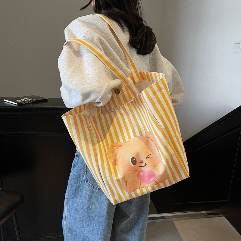 Túi tote kẻ sọc gấu bơ [Aria] Sản phẩm tùy chỉnh không chính thức
