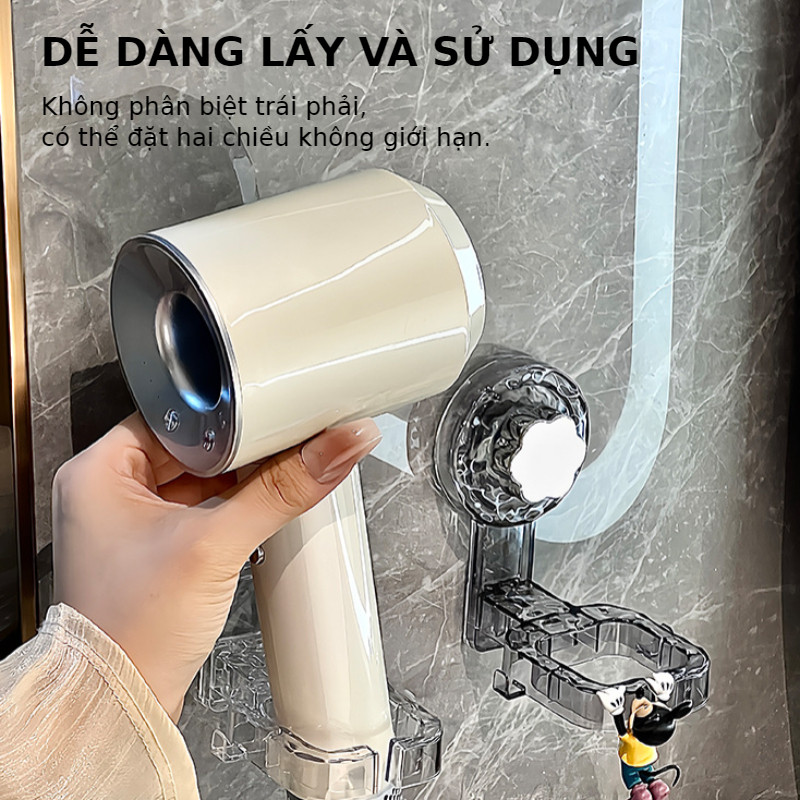 Giá Đỡ Máy Sấy Tóc Nhà Tắm Có Cốc Hút Chắc Chắn Dán Tường Siêu Chịu Tải Độ Bền Lâu Dài