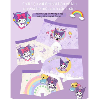 Bộ 4 Quần Lót Bé Gái Hoạt Hình Kuromi - Quần Cotton Thoáng Khí Dễ Thương Mùa Hè