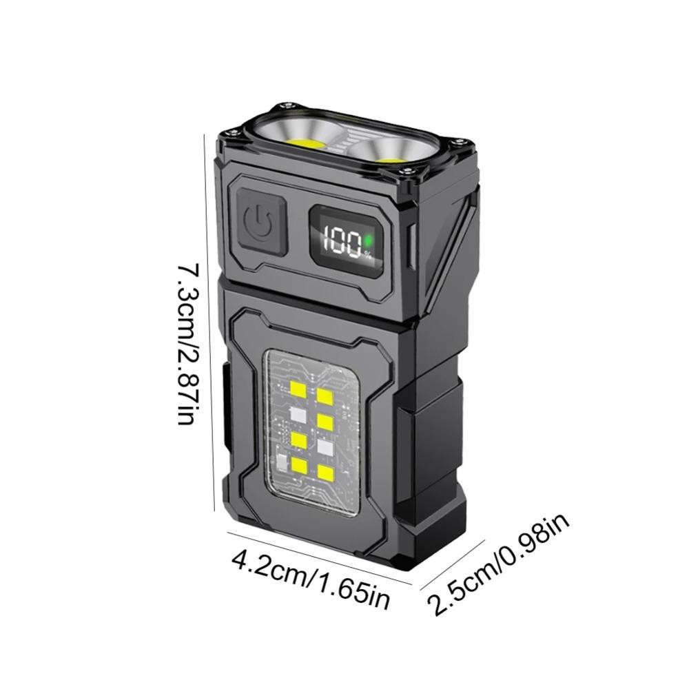 LOMBARD đèn pin móc khóa siêu sáng, sạc USB, đèn COB cảnh báo, đèn flash, kẹp mũ, làm việc di động, chạy bộ
