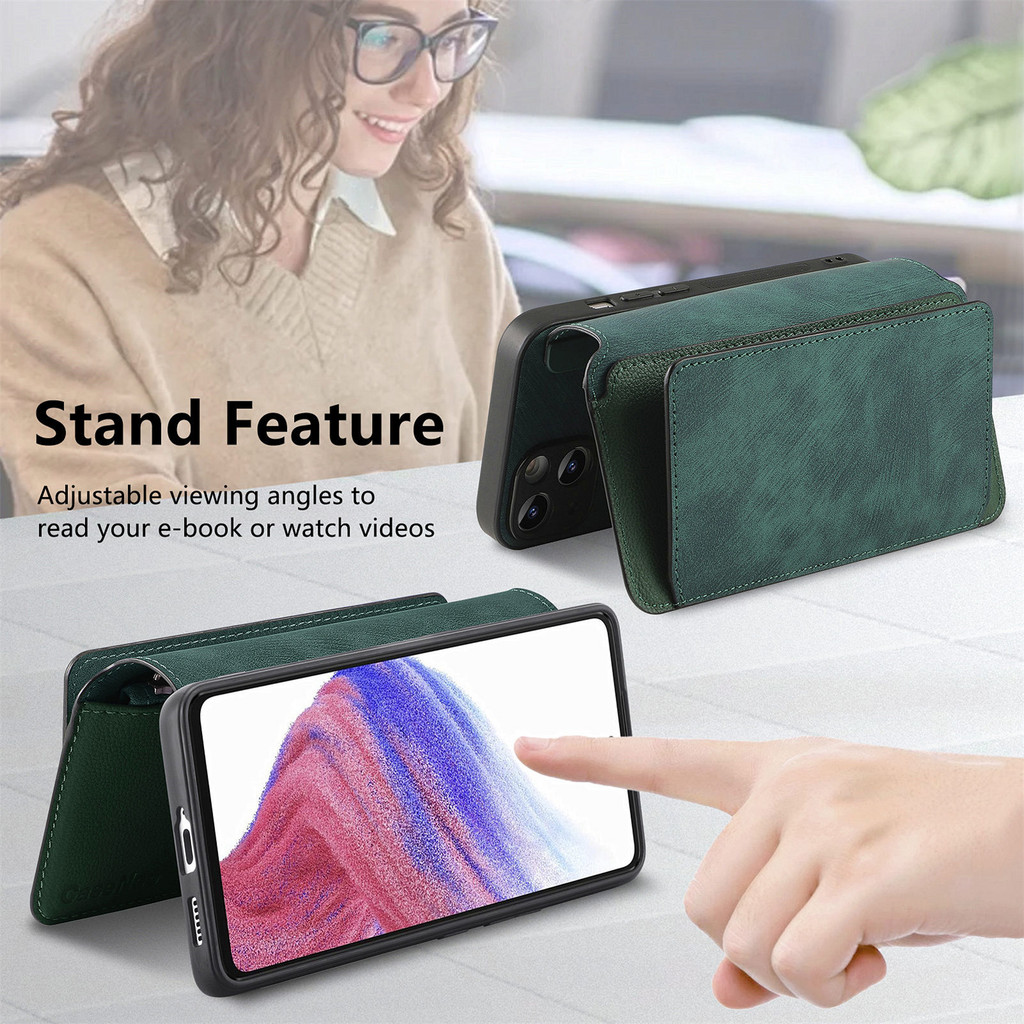 2 Trong 1 Có Thể Tháo Rời Dây Kéo Thẻ Solt Ví Da Dành Cho Samsung Galaxy A15 A25 A35 A55 A05 S26 S25 S24 Ultra S23 Plus S21 Túi