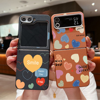 Ốp Lưng Họa Tiết Trái Tim Tình Yêu Cho Samsung Galaxy Z Flip6 Flip5 Flip4 Flip3 Flip 6 5 4 3 5G Họa Tiết Da Mềm TPU Gấp Điện Thoại