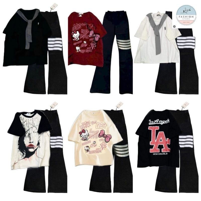 TỔNG HỢP CÁC SÉT QUẦN ỐNG LOE KẺ 4 SỌC + MIX ÁO PHÔNG FORM RỘNG TAY LỠ CÁC MẪU HÓT NHẤT HIỆN NAY-QUẦN ÁO 94