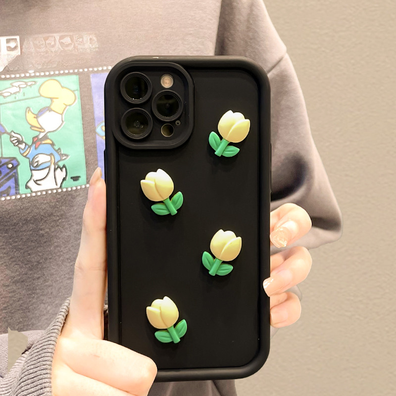 Ốp Điện Thoại Tulip Đơn Giản Cho iPhone 16E 16 Pro Max 15 14 Plus 13 12 Mini 11 Pro Max X XR XS Max 8 7 6 6s Plus SE 2020 2022 Vỏ Dễ Thương Mùa Xuân Hoa Tươi Chống Sốc Ốp Lưng Mềm