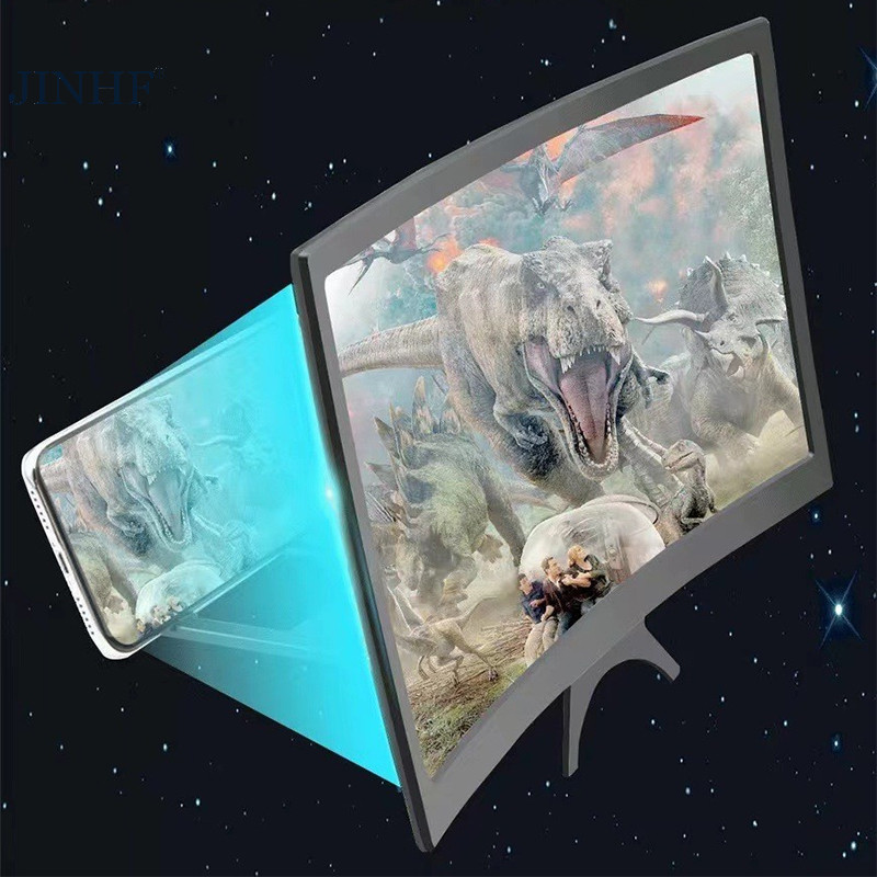 Jinhf 12 Inch Màn Hình Lớn 3D HD Khuếch Đại Màn Hình Cong Điện Thoại Di Động Kính lúp Màn Hình Điện Thoại Thông Minh Bộ Khuếch Đại Video Giá Đỡ HOT
