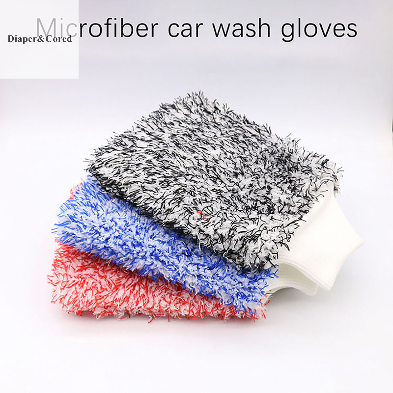 Diaper & CORED 1 Rửa Xe Microfiber Găng Tay Bánh Xe Rửa Mitt Chống Trơn Trượt Mềm Dễ Dàng Vệ Sinh Bánh Xe Ô Tô Mitt Phụ Kiện Xe Hơi YTH