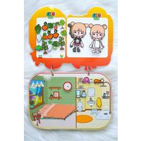 h8 Đồ chơi giấy ngồi nhà búp bê bằng giấy tocaboca Farm Quiet Book đồ chơi thủ công DIY cho bé gái Học liệu ngôi nhà búp