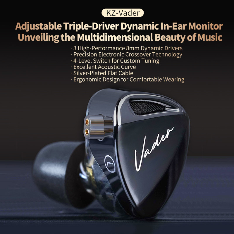 Kz Vader 6 tai nghe HiFi màn hình khử ồn, độ phân giải cao, driver cân bằng động