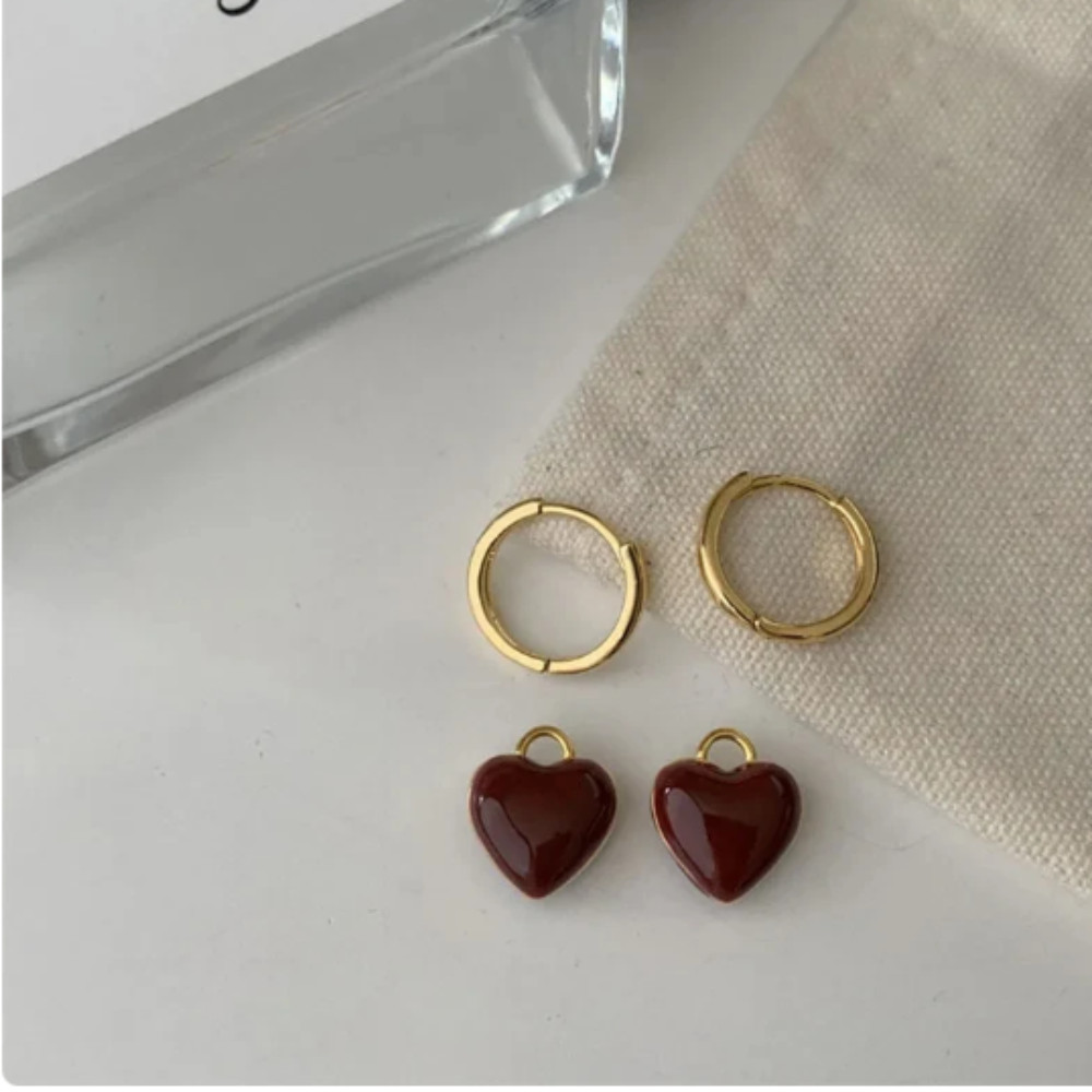 Bông tai trái tim MERIGGIARE, Bông tai Dangle thanh lịch trái tim tình yêu, Thiết kế đơn giản cổ điển Bông tai thả ngọt ngào