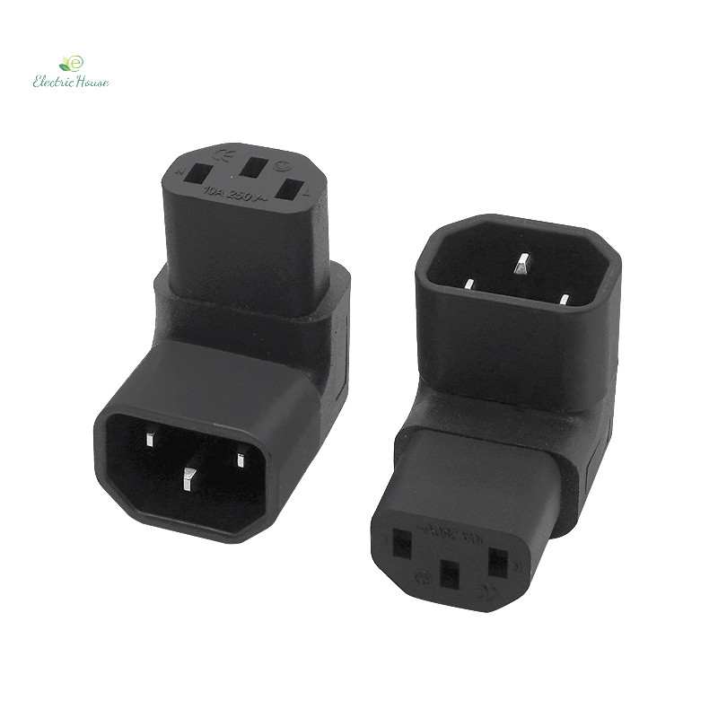 [Nhà Điện] 10A 3Pin IEC Kết Nối Xuống 90 Góc IEC 320 C14 Nam Đến C13 Nữ Bộ Chuyển Đổi Nguồn AC Cắm Cho LCD LED Treo Tường TV mới