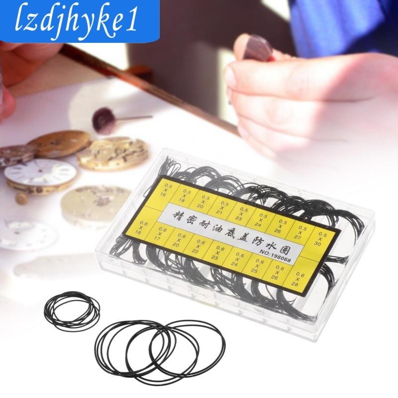 180 Chiếc Đồng Hồ Mặt Sau Gioăng Miếng Đệm Cói Vòng Đệm 18 Kích Cỡ Phụ Kiện Đồng Hồ, Đen