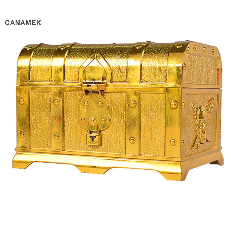 Canamek 1 Hộp Kho Báu Retro Có Khóa Đồ Chơi Cho Đảng Ủng Hộ Đạo Cụ Trang Trí Cướp Biển CSF