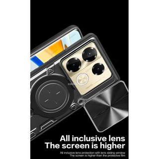 Dành Cho Infinix Note 40 Pro Plus 40Pro + Note40 Note40Pro 4G 5G Đẩy Trượt Bảo Vệ Ống Kính Máy Ảnh Vỏ Cứng Giá Đỡ Vòng Từ Tính Vỏ Giáp Chống Sốc Ốp điện thoại