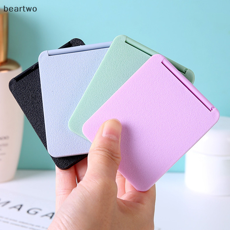 < Beartwo > Gương gấp bằng nhựa Túi Gương trang điểm cầm tay Mini Gương du lịch Gương nhỏ Vanity Có thể gập lại Dụng cụ mỹ phẩm nhỏ gọn Đẹp
