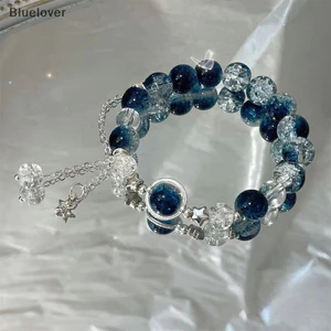Bluelover Tinh Tế Ngôi Sao Mặt Dây Chuyền sels Vòng Tay Xu Hướng Ngọt Pha Lê Đính Hạt Vòng Tay Cho Nữ Bé Gái Thời Trang Ánh Sáng Trang Sức Quà Tặng Mới