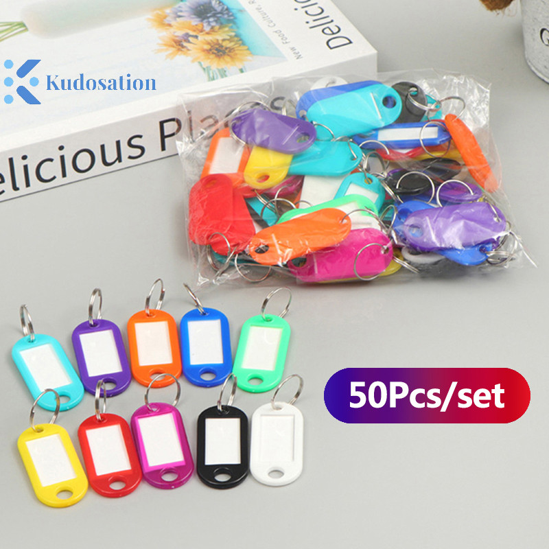 Kudosation 50 Chiếc Móc Khóa Nhiều Màu Sắc Thẻ Chìa Khóa Nhãn ID Tên TEL Số Bút Đánh Dấu Thẻ Hành Lý