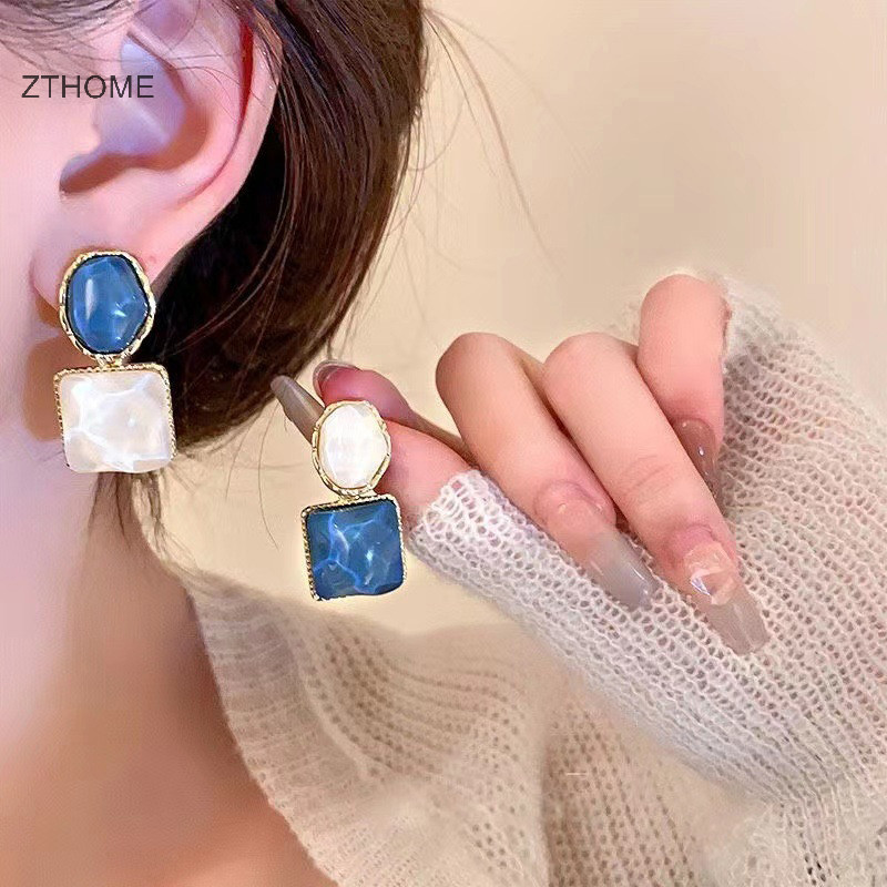 Zthome Thời Trang Retro Thanh Lịch Nhựa Không Đều Hình Học Thả Bông Tai Vintage Ch Mặt Dây Chuyền Bông Tai Cho Nữ Dự Tiệc Trang Sức Quà Tặng HOT