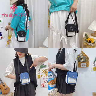 < zhuliye789 > Túi đựng điện thoại bằng vải Canvas dành cho nữ Túi đeo vai in hình hoạt hình Túi xách thời trang thông thường
