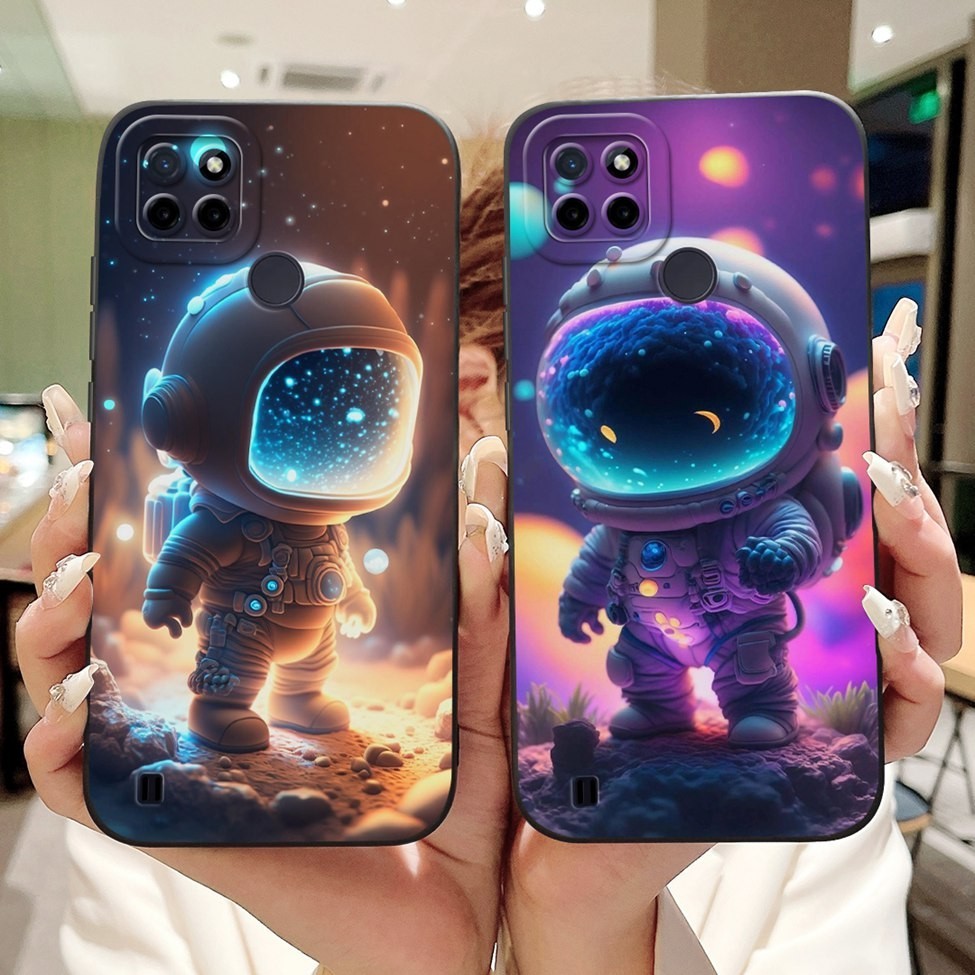 Dành Cho Realme C25Y Ốp Lưng C21Y Chống Sốc Thẩm Mỹ Mèo Dễ Thương Bé Trai Màu Đen Ốp lưng Realme C21Y Ốp Lưng RMX3261 RMX3268
