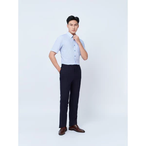 Sơ mi ngắn tay vạt tròn VIETTIEN vải Hoa hồng form REGULAR VT00000297