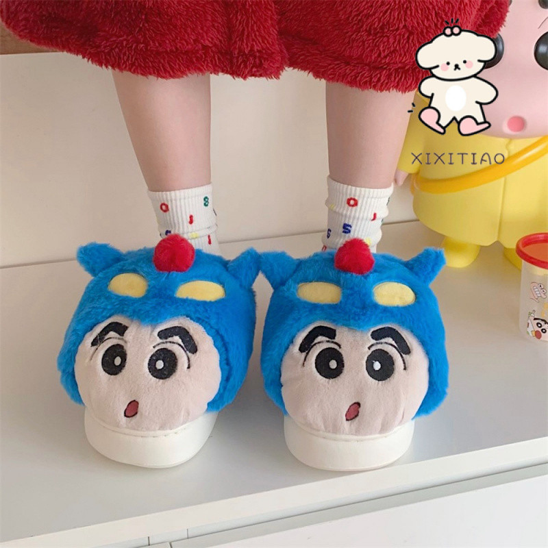 Dép Cotton Xixitiao Crayon Shin-Chan Cặp đôi mùa đông Ngôi nhà dễ thương Giữ ấm