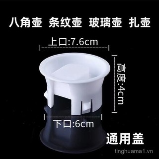 3 gói phụ kiện nắp trắng cho ấm trà thủy tinh, nắp chai nước lạnh đa năng, nắp ấm nhựa PC sọc hình bát giác YYYC