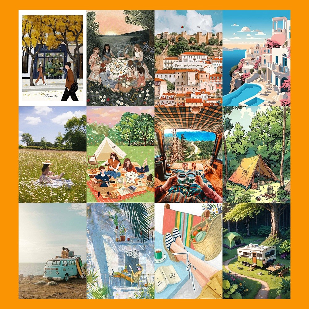 [Giấy] A5 In Màu - Set 50 Tờ Poster Giấy Dán Tường - HÌNH MÙA HÈ SUMMER - Decor Trang Trí Nhà | MS: 111540