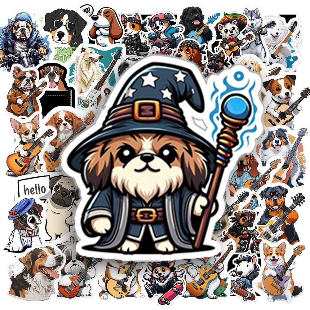 50 Sticker CHÓ CHƠI ĐÀN chống nước sticker dán laptop, điện thoại, đàn guitar, mũ bảo hiểm, vali | MS: 000393